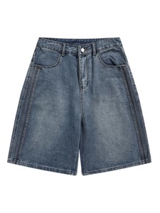 Shorts en jean décontractés pour hommes, de qualité supérieure, à séchage rapide, respirants, avec logo personnalisé, tissu tissé OEM, poches et surpiqûres. - Product Image 1