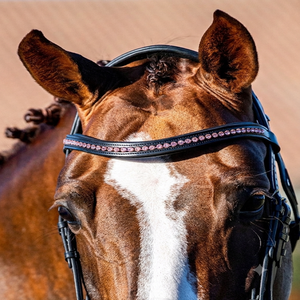 Diadema de cuero para caballo con costuras duraderas y acolchado suave, con cristales de marca incrustados, estilo Diamante Bling, disponible en todas las tallas. - Product Image 3