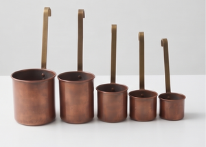 Antique Copper Measuring Cups Set With Brass Handles Heat Resistant Metal Kitchen <b>Tools</b> For Cooking And Baking - Product Image 3