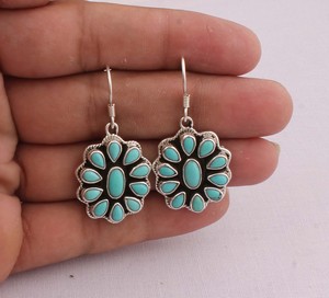 925 Sterling Silver Turquoise Water Drop <b>Earrings</b> Genuine Gemstone Handcrafted Jewelry Women Wedding Party Trendy Gift Wholesale - Product Image 5