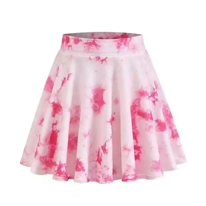 Falda de Golf con Estampado Tie Dye para Mujer, Cintura Elástica, Transpirable, de Poliéster Tejido, Estilo Casual, Falda Corta - Product Image 3