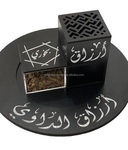 Quemador Bakhoor de madera Premium de alta calidad con detalles de nácar y tarro de almacenamiento acrílico para regalos de Eid y Ramadán - Product Image 1