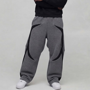 Custom made 100% cotton <b>fleece</b> Anti-Wrinkle Eco-Friendly Breathable Casual Men's Pants Loose Wide Leg Hip Hop man <b>trouser</b> - Product Image 2