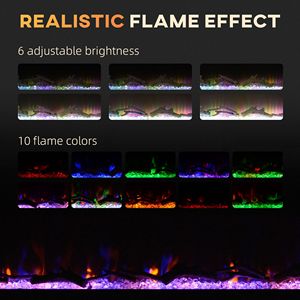 Caminetto Elettrico in Vetro con Display LED Lineare da 50 Pollici, Montabile a Parete, Telecomando, Fiamma Regolabile, Colore e Luminosità Regolabili, per Auto - Product Image 4