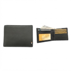 [Best Price] Castello Genuine Leather RFID Slim Bi-fold Short <b>Men's</b> <b>Wallet</b> Embossed Logo Black Dark Brown Open Polyester QC - Product Image 1