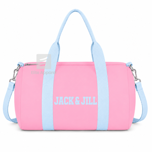 Bolsa de lona personalizada Jack and Jill of America, azul cielo y rosa, con logo bordado, para uso diario, de gran capacidad, de nailon y poliéster. - Product Image 1