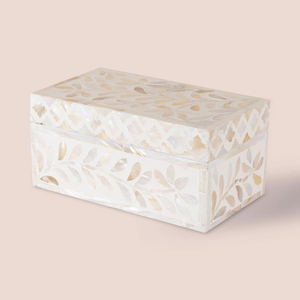 Caja de joyería rectangular de nácar, hecha a mano con incrustaciones de concha, caja de almacenamiento decorativa, organizador de lujo para el hogar, caja de regalo. - Product Image 1