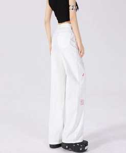 Jeans de pierna ancha de cintura alta para mujer, pantalones de mezclilla holgados a la moda para verano y otoño, pantalones casuales de estilo urbano. - Product Image 4