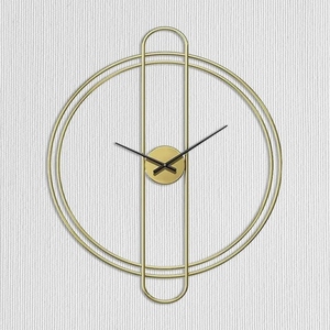 Horloge murale ronde architecturale en métal doré avec cadre vertical, horloge murale moderne minimaliste pour la décoration de la maison, Vanguard Architect - Product Image 3
