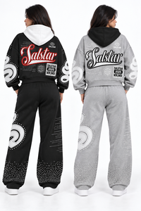 Ensemble de survêtement oversize pour femme avec logo personnalisé, sweat à capuche streetwear et pantalon de jogging large, tenue décontractée et sportive 2 pièces OEM - Product Image 4