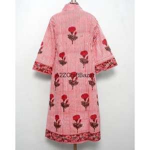 Vestido Maxi de Algodón con Estampado Floral Hecho a Mano, Manga Larga, Cuello en V, Estilo Bohemio, Ecológico, Corte en A, para Verano - Product Image 6