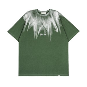 เสื้อยืดโอเวอร์ไซส์วินเทจคุณภาพสูงสำหรับผู้ชาย StarStreet ดีไซน์ใหม่ ผ้าฝ้ายถักแบบวอช ประดับด้วยคริสตัล สไตล์ไฮสตรีท - Product Image 3