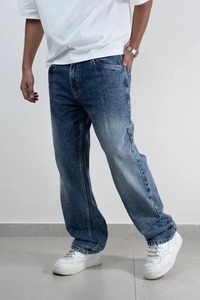 Jean en denim extensible en coton de qualité supérieure, tissé, poids moyen, écoresponsable, ultra doux et confortable, coupe large décontractée, idéal pour le printemps, résistant à l'humidité - Product Image 3
