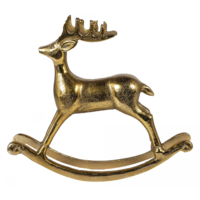 Statues de cerfs abstraites modernes en or, figurines de gazelles en métal de luxe sur socle en bois, sculpture animale élégante pour la décoration de la maison et du bureau