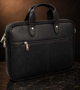 Porte-documents en cuir véritable de qualité supérieure pour homme, sacoche d'ordinateur portable de luxe en cuir noir, sac messager, sac à main de bureau pour documents, vente en gros - Product Image 2