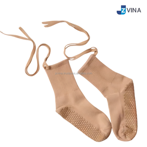 Calcetines de Yoga y Pilates para Mujer JZVINA, Calcetines Antideslizantes con Puntos de Silicona, Tejido Acanalado, con Cordones, para Entrenamiento de Yoga en Interiores - Product Image 6