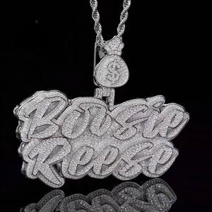 Custom Boozie Reese Iced Out <b>Name</b> Pendant with VVS Moissanite Diamond 925 Sterling Silver Hip Hop Jewelry Personalized Luxury - Product Image 1