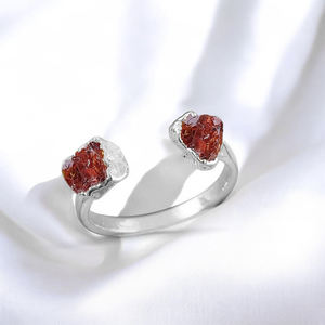 Garnet Birthstone <b>Adjustable</b> <b>Ring</b> - 925 Sterling Silver Gold Plated Gemstone Jewelry - Product Image 1