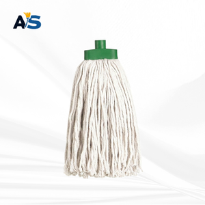 A&S Heavy Duty 250 Gram Multi Ply Cotton Yarn Socket Mop Head with 4 Color Clip Cut End Commercial Floor Cleaning Mop Refill - Product Image 3