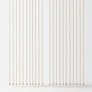 Cortina de Cuerdas con Cuentas de Algodón Crema Beige, Decoración de Pared con Borlas Colgantes para Bodas y Hogar - Product Image 1