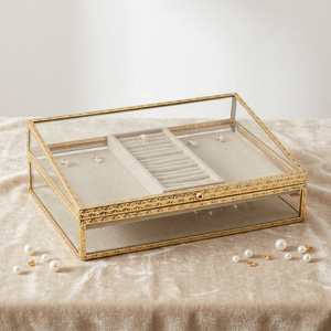 Boîte de rangement et de présentation de bijoux en métal et verre, dernier modèle, avec cadre orné, pour la vente en gros - Product Image 3