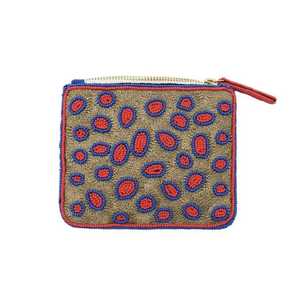 Porte-monnaie perlé imprimé léopard bordeaux, pochette zippée en perles de verre crème beige, petit portefeuille à motif animalier - Product Image 5