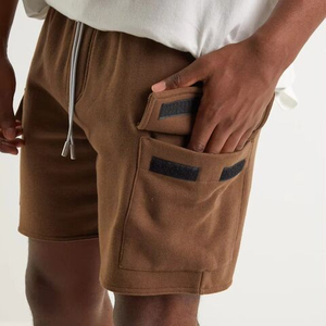 Shorts Bermuda en coton noir pour homme, taille à cordon, décontractés, respirants, tricotés, couleur unie, style jogger - Product Image 5