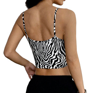 Top Corto con Estampado de Cebra y Encaje para Mujer, Estilo Y2K, Ropa Urbana, Proveedor de Boutique en EE. UU. - Product Image 2