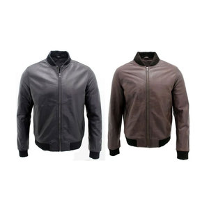 Chaqueta Bomber de Piel de Vaca para Hombre, Estilo Casual de Invierno, Cuello Alto, Cierre de Cremallera, Alta Calidad, Ecológica, Suministro Directo de Fábrica - Product Image 1