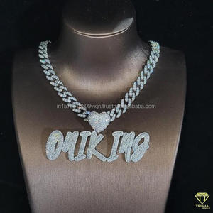จี้เพชรโมอิสซาไนต์ฮิปฮอป "O4IKI49" สร้อยคอทองคำขาวชุบแบบ Cuban Link สำหรับผู้ชาย - Product Image 2