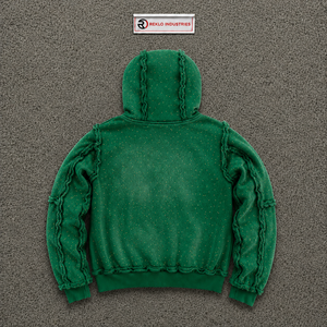 Sudadera con capucha verde con cremallera OVERSIZED HIDDEN TRUTH, estilo urbano, de alta calidad, premium, para invierno, de moda clásica. - Product Image 6