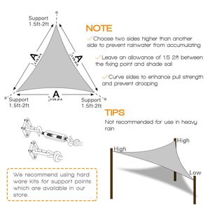 Voile d'ombrage triangulaire en HDPE gris clair de 14 pieds pour jardins et patios, protection UV - Product Image 2