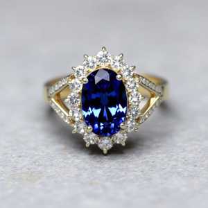 แหวนหมั้นเงินแท้ 925 ชุบทอง 14K ประดับแทนซาไนต์รูปไข่ เครื่องประดับหรูหรา สง่างาม ของขวัญสำหรับผู้หญิง - Product Image 6