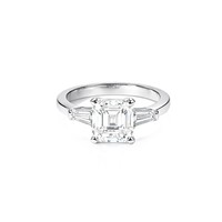 Bague de mariage minimaliste et délicate en or massif 10K 14K 18K et platine, avec trois pierres en diamant de laboratoire taille Asscher et taille baguette conique, vente en gros