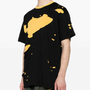 เสื้อยืดแขนสั้นคุณภาพสูงสองชั้น ผ้าฝ้าย 100% สไตล์สตรีทแวร์ พิมพ์ลายเต็มตัวแบบดิสเทรส - Product Image 1