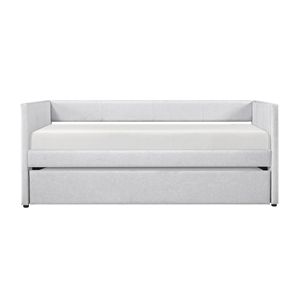 Mobili per la casa moderna 1pc Daybed con girocollo in tessuto grigio tappezzeria in legno con struttura letti categoria di prodotto - Product Image 3