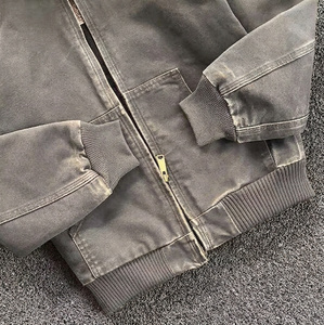 Sudadera con capucha y cremallera completa estilo raglán vintage, con efecto lavado ácido, mangas en contraste, teñido en prenda, forro polar desgastado, capa de abrigo urbano - Product Image 3