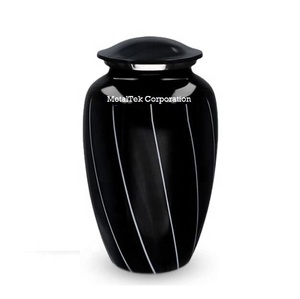 Customized Classic Black White Metal Cremation Urns For Ashes Adult Style <b>Memorial</b> <b>Keepsake</b> Funeral Decorative Standard Size Urn - Product Image 4