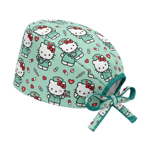 High Quality Pattern Logo Custom Support 100% Breathable Pure Cotton Surgical Nurse Hat Unisex Dental Hospital <b>Scrub</b> Caps - Product Image 3