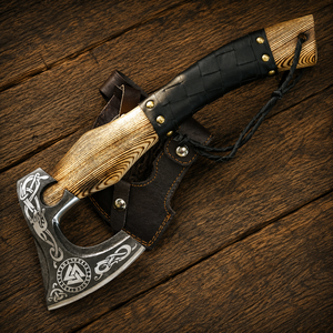 Hache Tomahawk SAZ ENTERPRISES à dos plat en acier au carbone forgé à la main, 19 pouces, manche en bois de frêne pleine longueur, pour l'extérieur, qualité DIY - Product Image 1