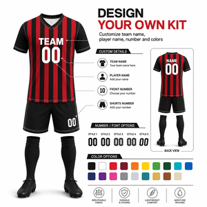 Maillot de football personnalisé à col en V, rayé, à manches courtes, uniforme d'équipe avec nom et numéro, respirant, unisexe, adulte - Product Image 3
