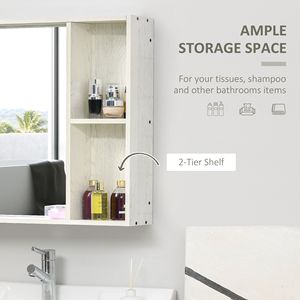 Armadietto a Specchio da Parete a 2 Ripiani Bianco 31.5x25.5'' per Bagno - Product Image 5