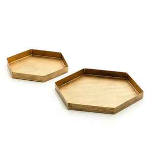 Bandeja Redonda para Servir con Asa de Metal, Bandeja de Madera de Diseño para Servir Café, Té, Frutas, Bandeja Decorativa Moderna - Product Image 2