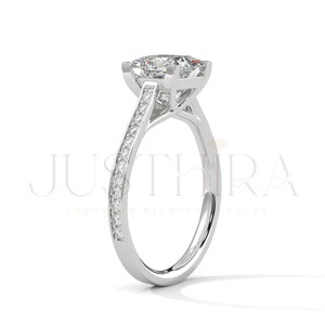 925 Silver Silver Ring For Women Solitaire Princess Cut Diamond Ring for Everyday Wear Office Use And <b>Wedding</b> Elegant Gift Her - Product Image 5