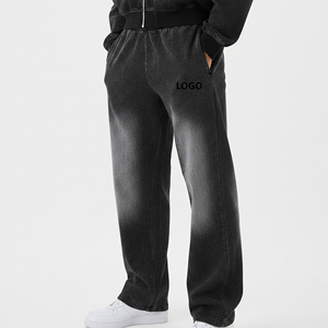 Custom Acid Wash Wide Leg Sweatpants Premium Vintage Faded Cotton Fleece Loose Fit Streetwear Jogger <b>Pants</b> For <b>Men</b> - Product Image 1