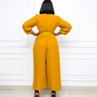SE11250 Nouvelle combinaison africaine unie à manches longues plissée grande taille respirante taille haute ample pour femme