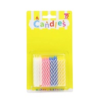 Bougies en Cire de Paraffine Écologiques Multicolores Rayées Joyeux Anniversaire avec Support pour Décoration de Gâteaux, Fêtes et Bars