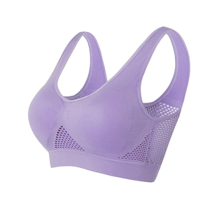 Women's Lavender Racerback Sports Bra Scoop Neck Medium Support Yoga <b>Top</b> Seamless Solid Color <b>Mesh</b> Design By Run Apparel - Product Image 4