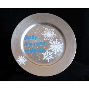 Plat de service de plat de chargeur de nourriture en métal de forme réutilisable plat plat de chargeur plat haut plateau/assiette de nourriture de finition d'émail pour des vacances - Product Image 3