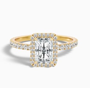 Radiant Cut Moissanite <b>925</b> Sterling <b>Silver</b> 14K Gold Plated Engagement Wedding Promise <b>Ring</b> Claw Setting Elegant Minimalist - Product Image 4